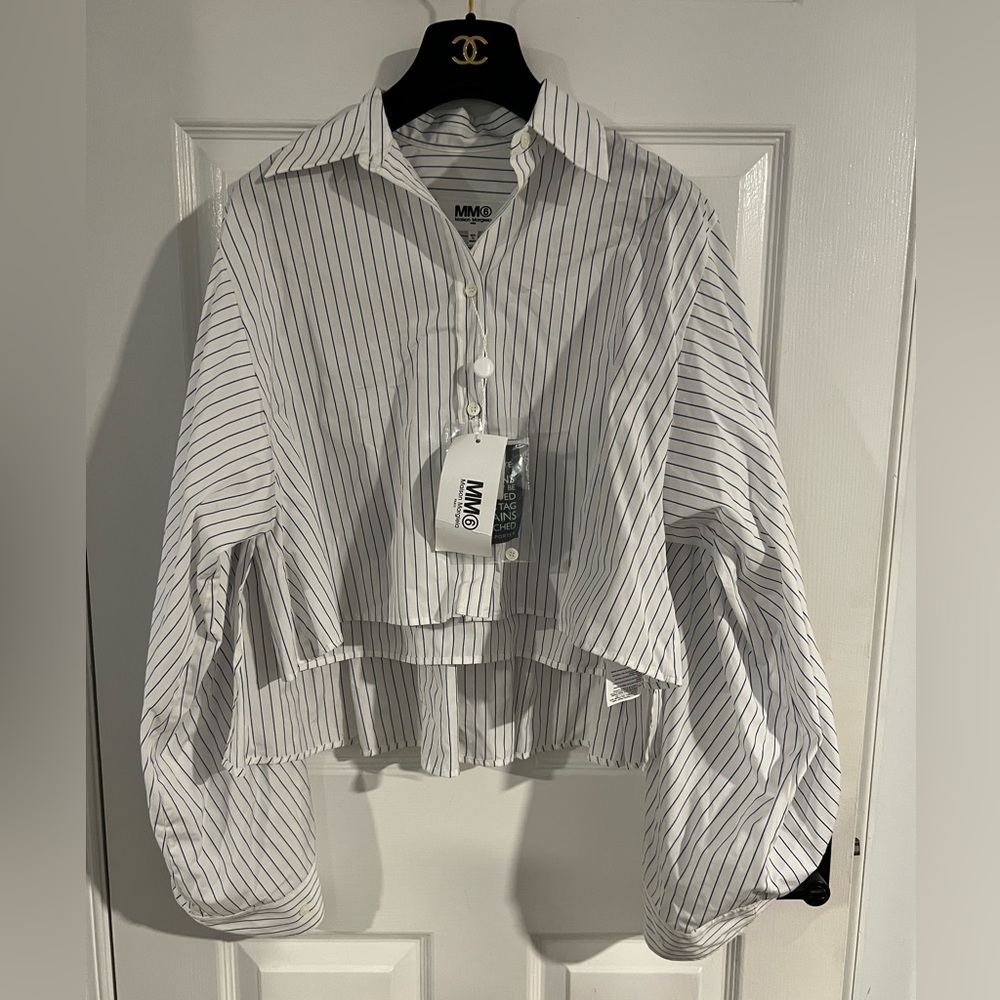 BNWT MM6 Maison Margiela CROPPED PINSTRIPE poplin SHIRT size 36 Net-a-porter